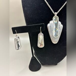 Elegant Art Deco Silver Jewelry Set with Crystal Accents